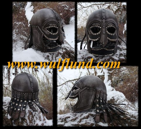 FANTASY VIKING HELMET WITH LEATHER