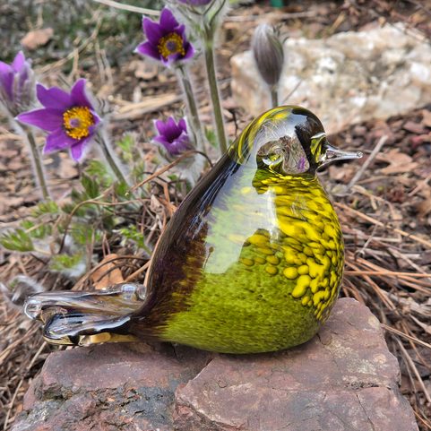 GLASVOGEL, TSCHECHISCHES GLAS, BRAUN