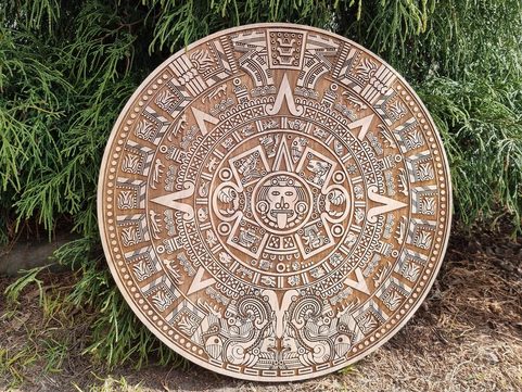 AZTEC CALENDAR WALL DECORATION 29CM WOOD