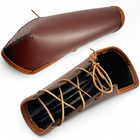 LEATHER BRACER WITH ELBOW PROTECTION, THICK LEATHER