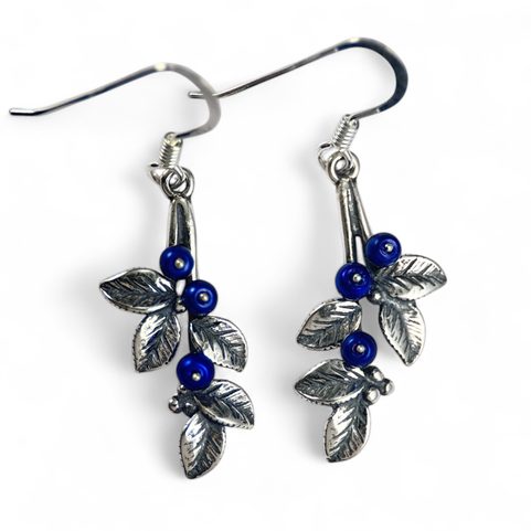 BLUEBERRIES, EARRINGS, SILVER