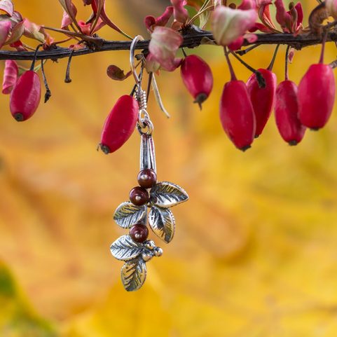 CRANBERRIES, EARRINGS, SILVER