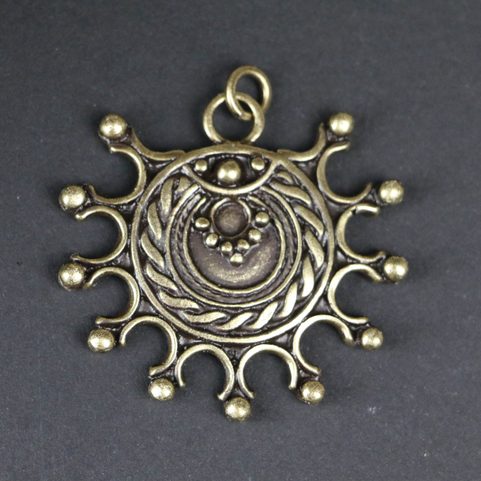 DEVANA, SLAVIC SOLAR PENDANT, ZINC, ANTIQUE BRASS