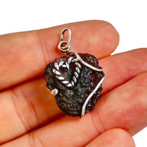 ECLIPSE, PENDENTIF - MOLDAVITE, ARGENT 925/1000