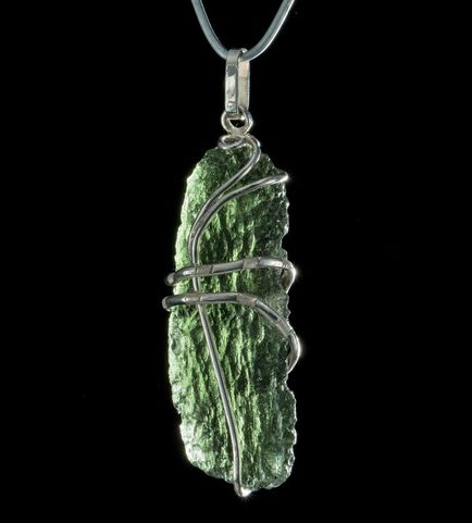 SNAKE, CZECH MOLDAVITE STERLING SILVER PENDANT