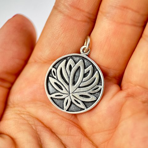 SACRED LOTUS FLOWER, SILVER PENDANT