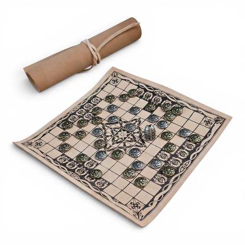 HNEFATAFL OR TAFL, VIKING BOARD GAME - LEATHER AND STONES