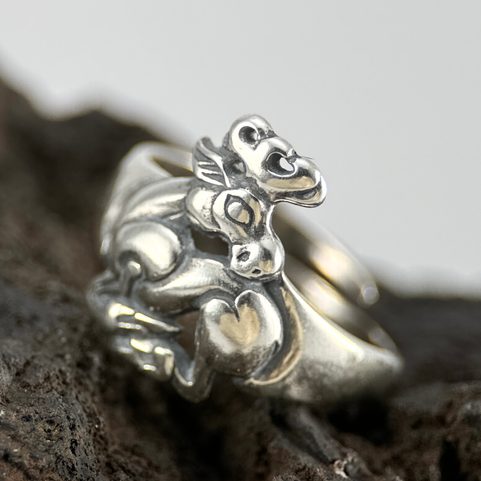 SCYTHIAN DEER, ADJUSTABLE RING, SILVER 925/1000