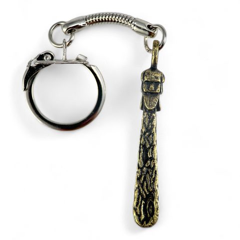 SVANTOVÍT, SLAVIC GOD, KEYCHAIN, ZINC, OLD BRASS
