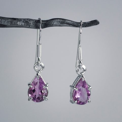 SINOPE SILVER EARRINGS, AMETHYST