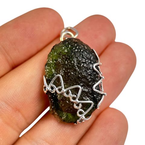 LADA, MOLDAVITE,PENDANT, SILVER 925/1000
