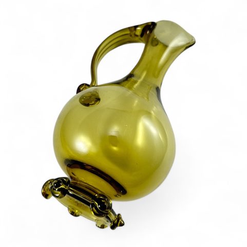 PRAGA - JUG, CZECH MEDIEVAL GREEN GLASS
