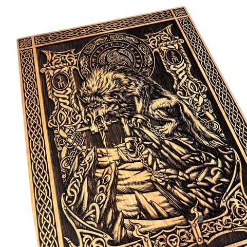 FENRIR - WOLF WALL DECORATION, WOOD 32X46CM