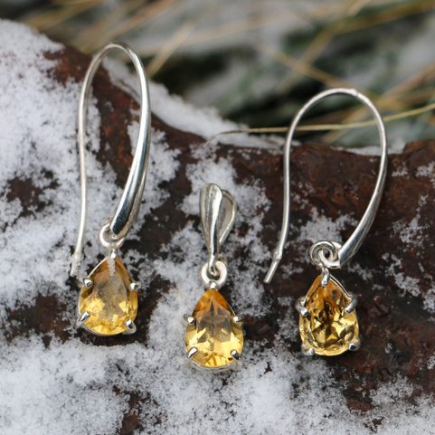 SINOPE PENDANT AND EARRINGS, SILVER 925 CITRINE, SET
