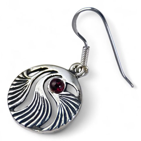 SHELL, PRAGUE ART NOUVEAU, EARRINGS SILVER 925, GARNET