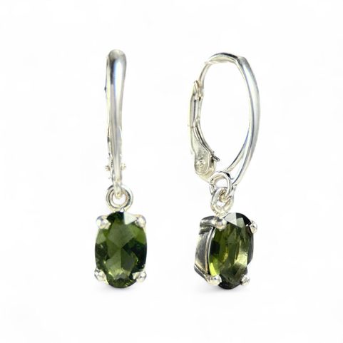 BOUCLES D'OREILLES EN ARGENT MOLDAVITE, AG 925
