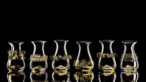 WHITE WOLF, SET OF 6 SHOT GLASSES, SMALL VASES