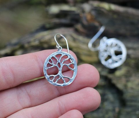YGGDRASIL ARBRE, ARGENT, BOUCLES D'OREILLES