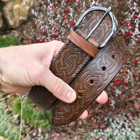 CELTIC, LEATHER EMBOSSED BELT