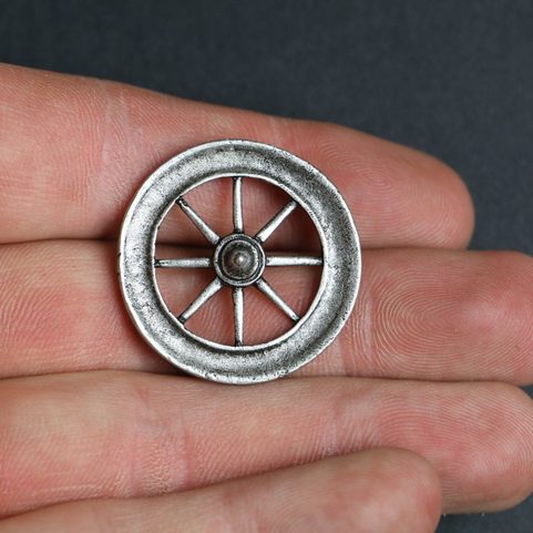 TARANIS WHEEL, CELTIC SUN, ZINC, ANTIQUE SILVER