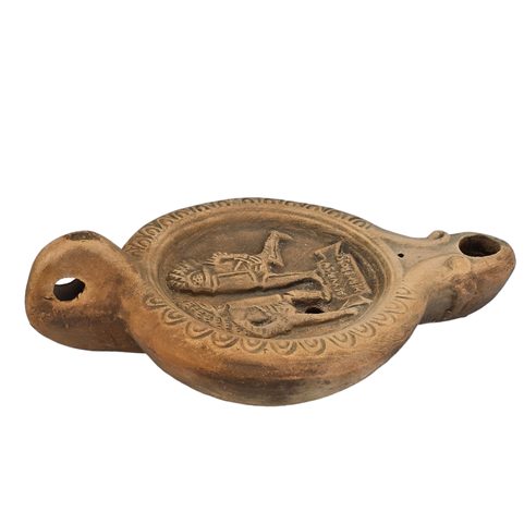 OIL LAMP, GLADIATOR'S DUEL, LANTERN