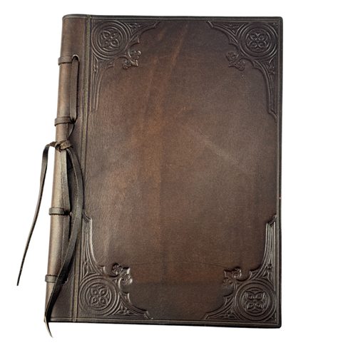 GOTHIC, LEATHER NOTEBOOK, LINED, BROWN