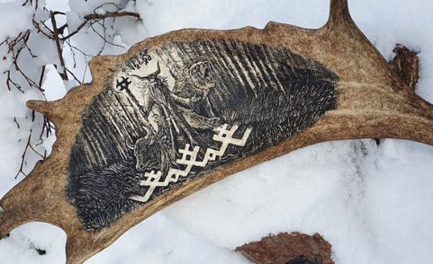 VELES, ENGRAVED ANTLER