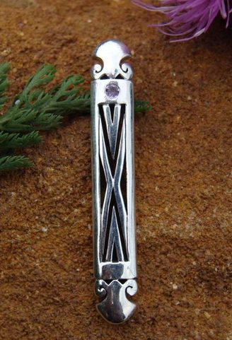 ELONGATED ART NOUVEAU WITH AMETHYST, AG 925