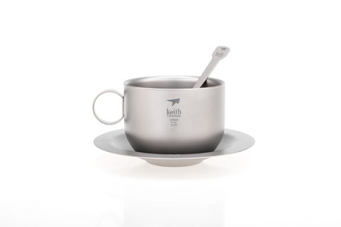 TI3601 TASSE À CAFÉ EN TITANE AVEC SOUCOUPE ET CUILLÈRE KEITH