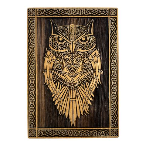 OWL, WOODEN WALL PICTURE 21X30CM
