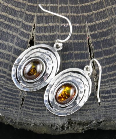 ZARIA, BOUCLES D'OREILLES EN AMBRE, ARGENT