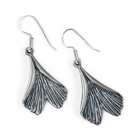 GINKGO, EARRINGS, SILVER