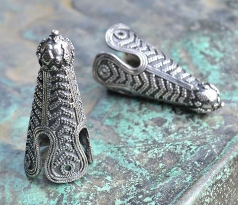 VIKING CAP END, BIRKA, STERLING SILVER, 22 G