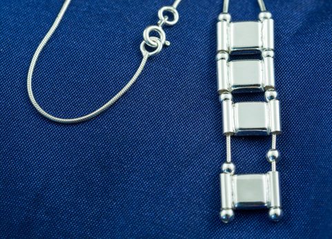 WIOLA, AMBER, NECKLACE, STERLING SILVER