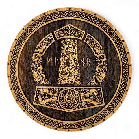 MJÖLLNIR - HAMMER OF THOR, WOODEN WALL PICTURE 32CM