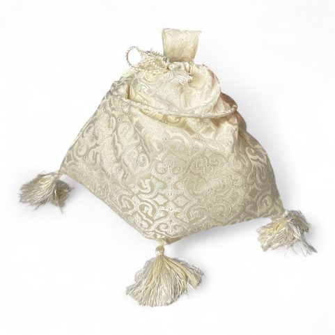 MEDIEVAL LADIES' BAG, 15TH CENTURY, BROCADE, WHITE