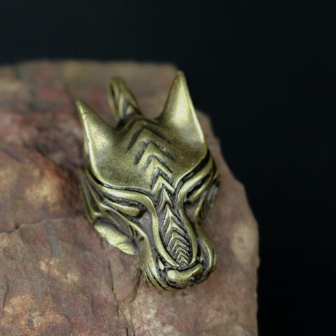 WARG NORSE WOLF VIKING PENDANT, ZINC ANTIQUE BRASS