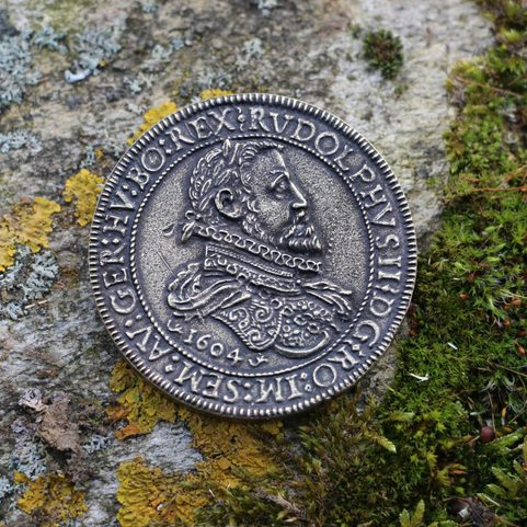 BOHEMIA, RUDOLF II 1576 - 1611 THALER, ZINC, COIN - REPLICA ANT.BRASS
