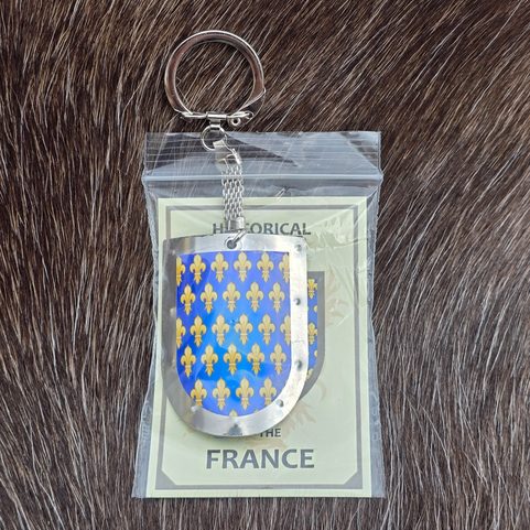 FRANCE, BOUCLIER MÉDIÉVAL, PORTE-CLÉS, MÉTAL, FAIT MAIN