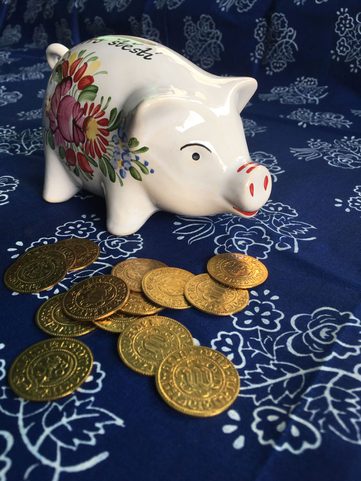 PIGGY BANK, TRADITIONAL CZECH HANDPAINTED CERAMICS