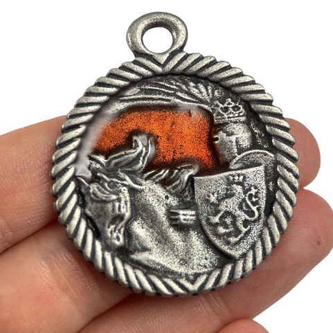 KING OF IRON AND GOLD - PREMYSL OTAKAR II, PENDANT, ZINC, ENAMEL