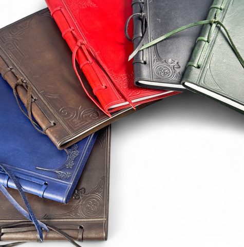 LIBER REGIS, LEATHER NOTEBOOK, LINED, RED