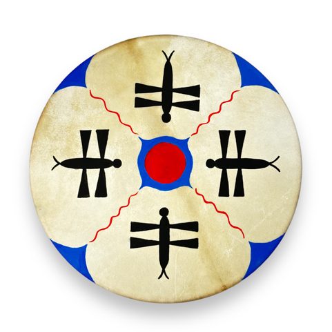 SHAMAN INDIAN DRUM, DRAGONFLIES 40 CM