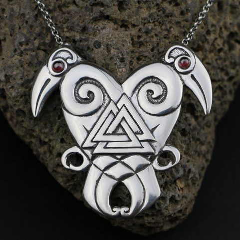 HEART OF THE NORTH - HUGIN UND MUNIN, SILBERNE WIKINGERKETTE AG 925 10G
