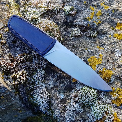 LOGAN DESIGNER KNIFE WITH LEATHER GRIP AND SHEATH, BLUE