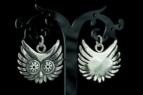OWL - HEAD, PENDANT, SILVER