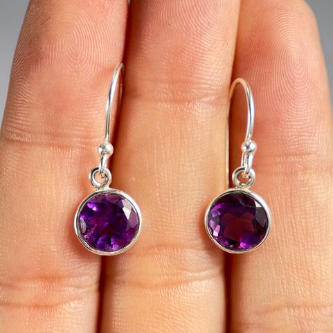 CLEOPATRA, SILVER EARRINGS, AMETHYST, AG 925/1000