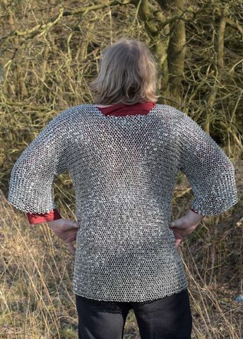 CHAINMAIL SHIRT HAUBERGEON, RIVETED, ZINC PLATED