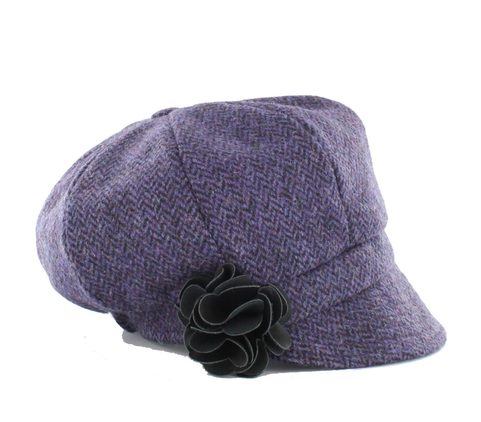 NEWSBOY CAP - PURPLE, WOOL, IRELAND
