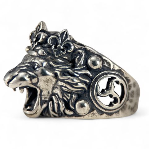 TSCHECHISCHER LÖWE, RING, SILBER 925, 36 G